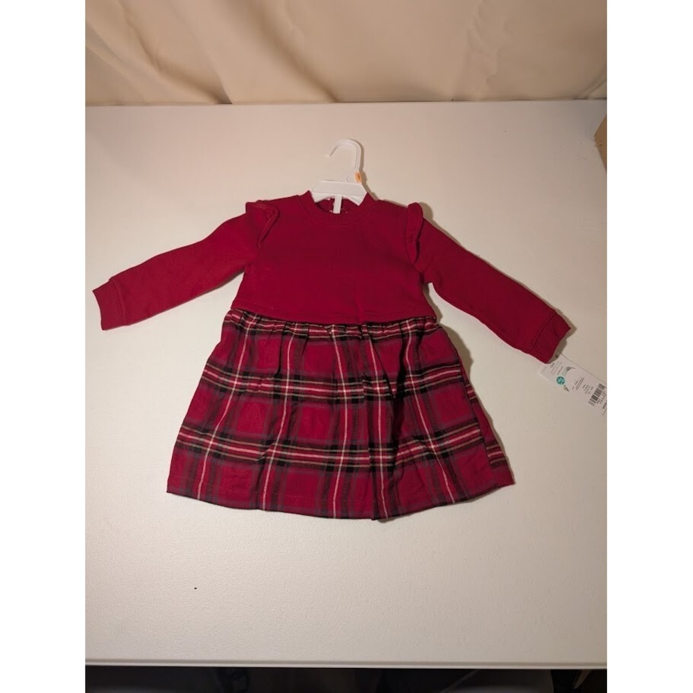 Carter's Baby‎ Girl Red Plaid Holiday Dress Long Sleeve 12M New